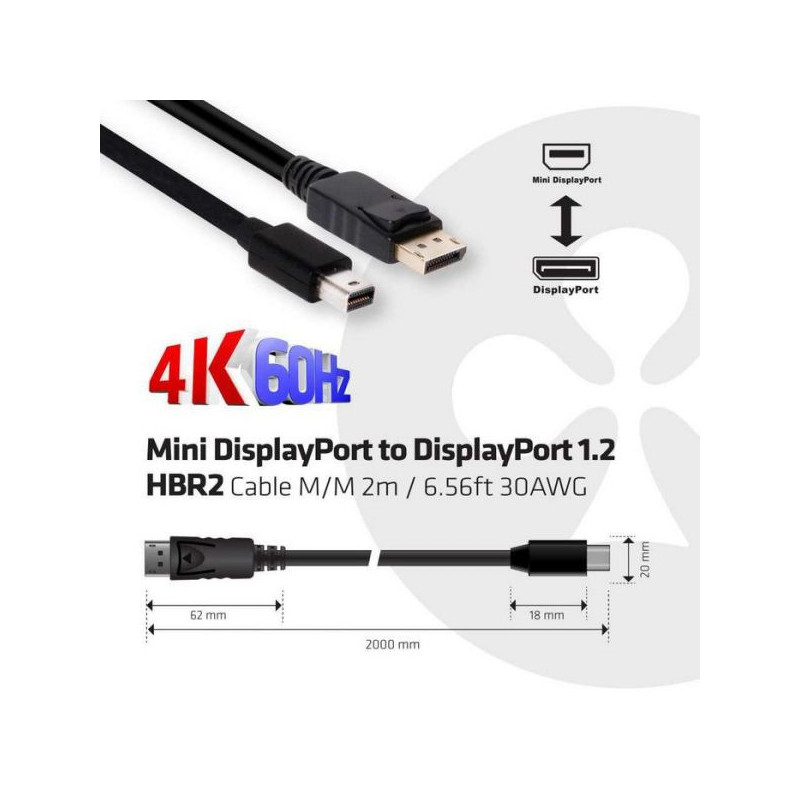 CABLE MINI DISPLAYPORT / MINI DISPLAYPORT 1.2A HBR2 CABLE M/M 2M 4K60HZ