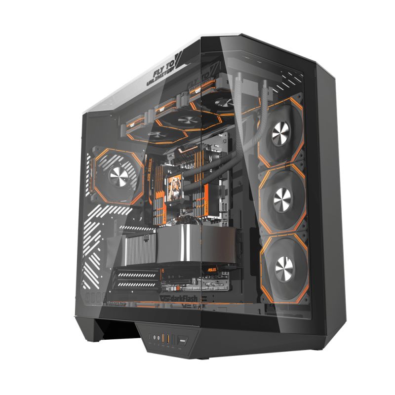 BOITIER DF BTF/ATX DY470 BLACK + 4 ARGB FAN + VGA HOLDER
