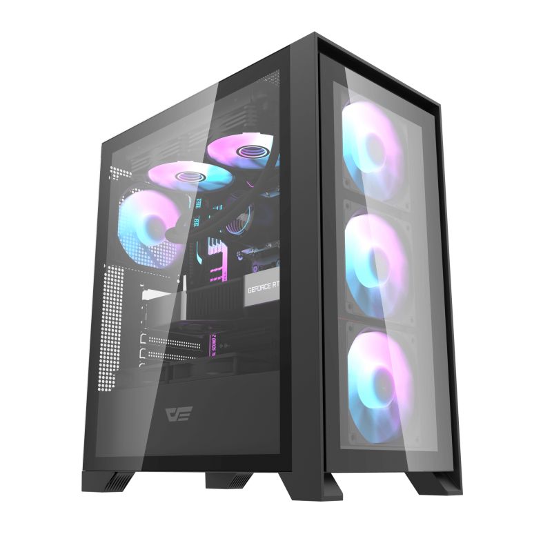 BOITIER DF DRX70 GLASS BLACK + 4 ARGB FAN + VGA HOLDER