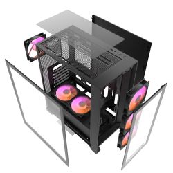 BOITIER DF DRX70 GLASS BLACK + 4 ARGB FAN + VGA HOLDER