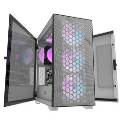 BOITIER DF DLX21 MESH WHITE + 4 ARGB FAN
