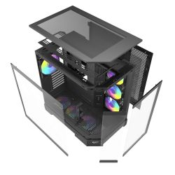 BOITIER DF ATX DQX90 BLACK + 4 ARGB FAN + SUPPORT DE CG