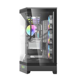 BOITIER DF ATX DQX90 BLACK + 4 ARGB FAN + SUPPORT DE CG