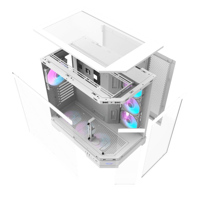 BOITIER DF ATX DQX90 WHITE + 4 ARGB FAN + SUPPORT DE CG