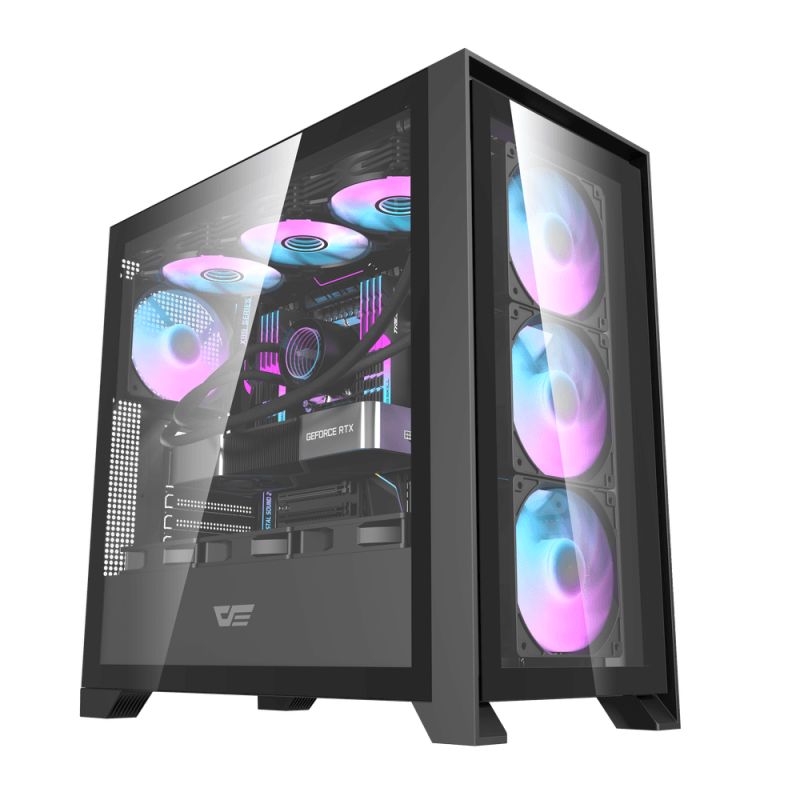BOITIER DF DRX90 GLASS BLACK + 4 ARGB FAN