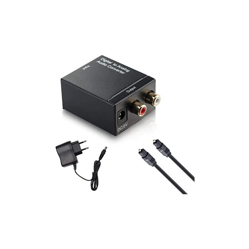 DAC-CONVERTER - DIGITAL OPTICAL COAXIAL TOSLINK TO ANALOG RCA L/R AUDIO CONVERTER ADAPTER
