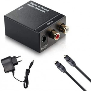 DAC-CONVERTER - DIGITAL OPTICAL COAXIAL TOSLINK TO ANALOG RCA L/R AUDIO CONVERTER ADAPTER