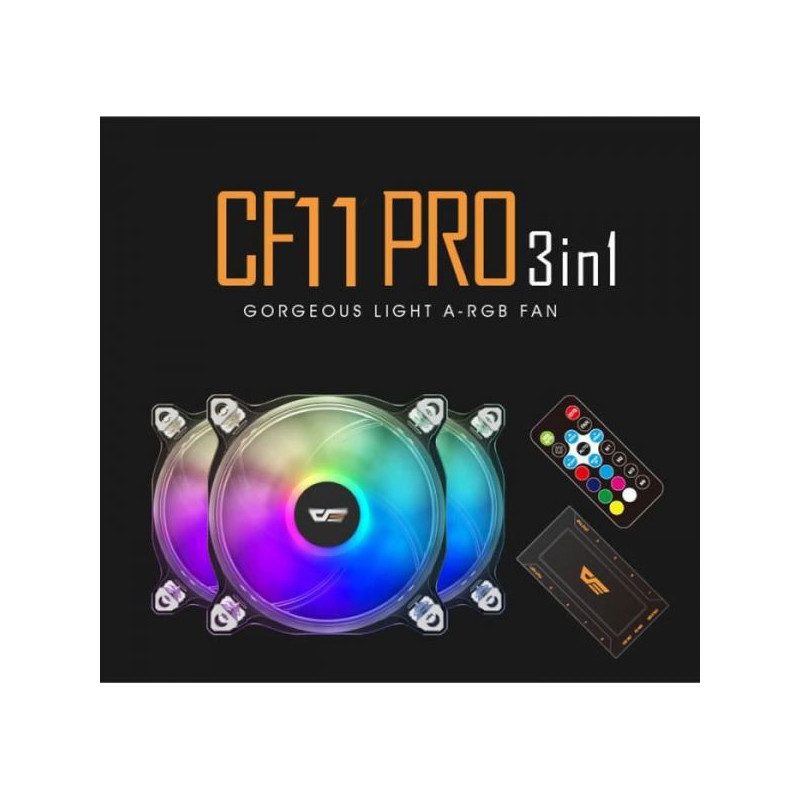 VENTILATEUR BOITIER RGB CF11 PRO 5 EN 1 (BOITIER DE CONTROL + REMOTE + CARTE MERE CONTROL)