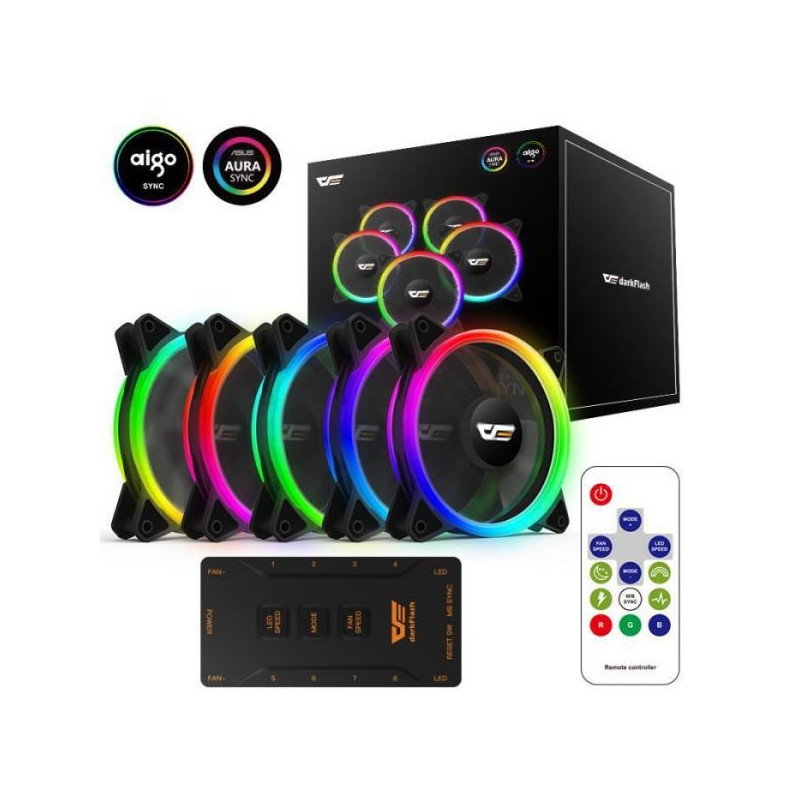 VENTILATEUR BOITIER RGB 120 DR12 PRO 5 EN 1