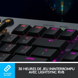 CLAVIER GAMING PC LOGITECH G915 LIGHTSPEED TACTILE - NOIR/RGB/SANS FIL