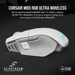SOURIS GAMING CORSAIR GAMING M65 RGB ULTRA WIRELESS (BLANC)