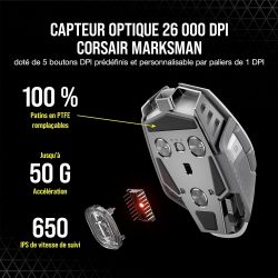 SOURIS GAMING CORSAIR GAMING M65 RGB ULTRA WIRELESS (BLANC)