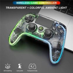 MANETTE PS4 - PRO GAMING WIRELESS TRANSPARE CONTROLLER + COLORFUL AMBIENT LIGHT