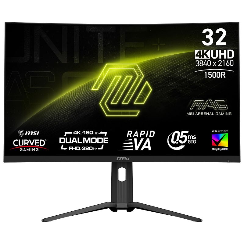 ECRAN GAMING 32" INCURVE MSIMAG 321CUPDF / 3840x2160@160HZ/1920x1080@320Hz (DualMode) / HDMI / DISPLAY PORT
