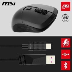 SOURIS GAMING MSI VERSA 300 WIRELESS + Bluetooth + USB Type-C Optique 8000 DPI