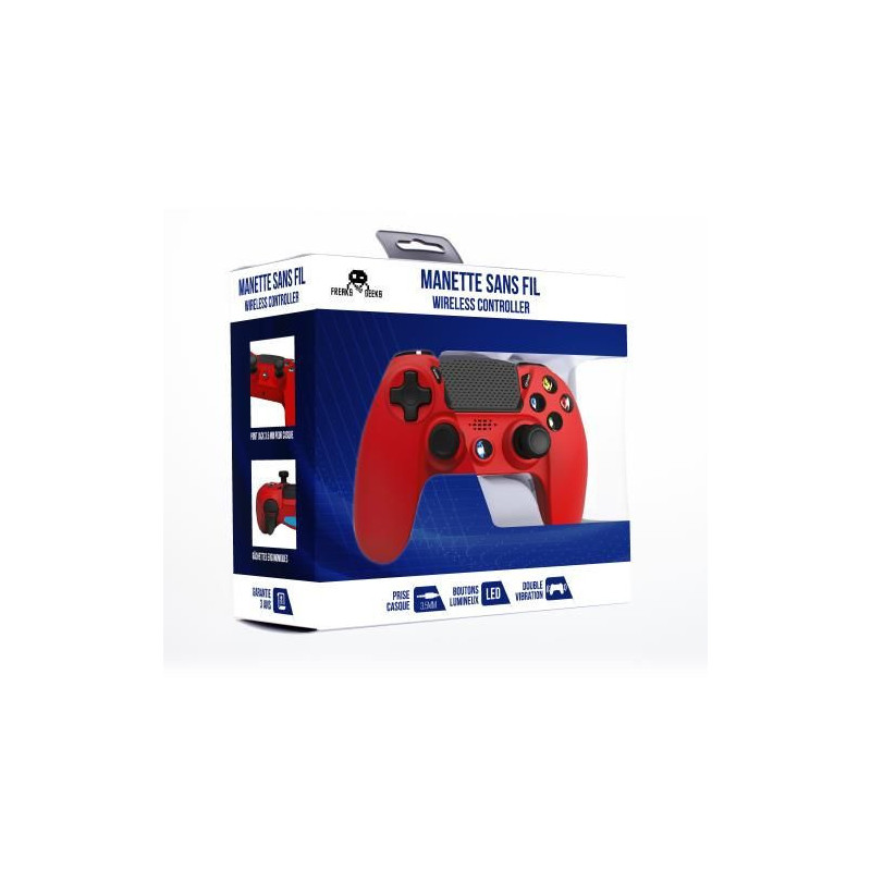 MANETTE PS4 SANS FIL  ROUGE POUR + 3.5MM  PRISE JACK POUR CASQUE PS4