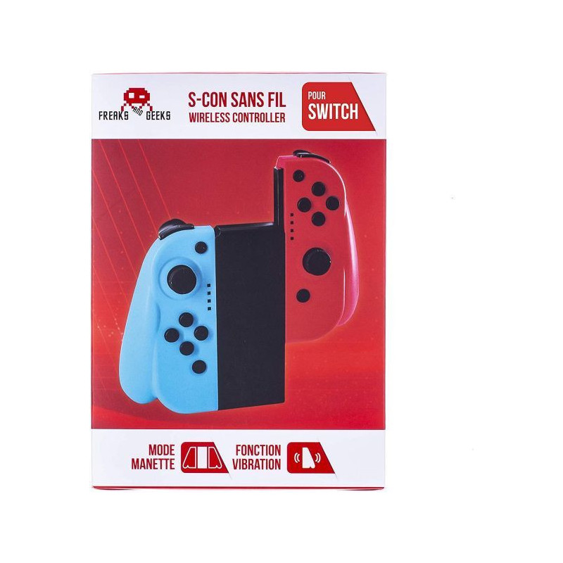 MANETTE SWITCH JOY-CON - BLEU / ROUGE + GRIP + CABLE DE RECHARGE TYPE C + STICKS DE RECHANGE