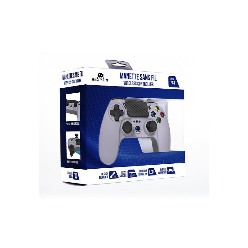 MANETTE PS4 SANS FIL BLUETOOTH BICOLORE GRISE STYLE RETRO + 3.5 PRISE JACK PS4