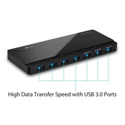 HUB USB TP-Link UH700 hub 7 PORTS & concentrateur USB 3.2 Gen 1 (3.1 Gen 1) Micro-B 5000 Mbit/s Noir