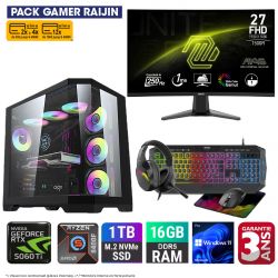 PACK COMPLET PC GAMER RAIJIN ( ECRAN + CLAVIER + SOURIS + TAPIS + CASQUE )