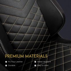 SIEGE GAMING Noble Chairs EPIC Series - Noir/Or/Simili Cuir/4D