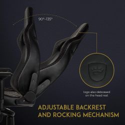 SIEGE GAMING Noble Chairs EPIC Series - Noir/Or/Simili Cuir/4D