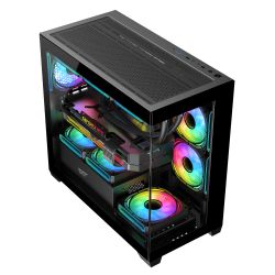 BOITIER DF DS900M Black + 6 argb fans + 1pc 650W psu
