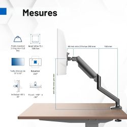 SUPPORT ECRAN BRAS A GAZ ORIENTABLE 1 ECRANS 13-32 POUCES GRIFEMA GB2003-1