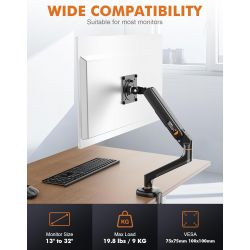 SUPPORT ECRAN BRAS A GAZ ORIENTABLE 1 ECRANS 13-32 POUCES IBERGRIF MA001 - Noir