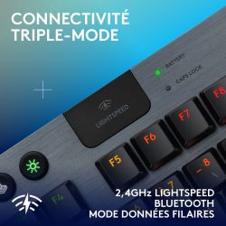 CLAVIER GAMING PC LOGITECH G915 X LIGHTSPEED TKL TACTILE - NOIR/RGB/SANS FIL