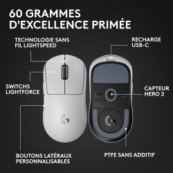 SOURIS GAMING SANS FILLOGITECH - G PRO X SUPERLIGHT 2 LIGHTSPEED WIRELESS WHITE
