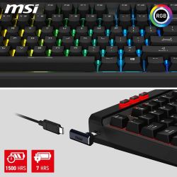 Clavier Gamer mecanique sans fil Bluetooth MSI Strike Pro Silent RGB (Noir)