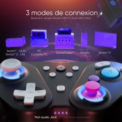 Manette Sans fil Bluetooth Foenix Supreme Black (Nintendo Switch 2 / Switch / Gamecube / Wii / PC)