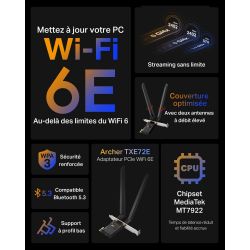 CARTE RESEAUX WIFI 6E + BLUETOOTH 5.3 TXE72ETP-LINK AXE5400