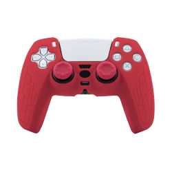 PROTECTION SILICONE AVEC GRIPS POUR MANETTE DUALSENSE PS5 (ROUGE)