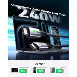 Câble INIU 240W Cable USB C vers USB C 2m charge rapide