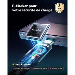 Câble INIU 240W Cable USB C vers USB C 2m charge rapide