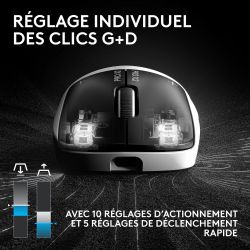 SOURIS GAMING SANS FILLOGITECH - G PRO X 2 SUPERSTRIKE LIGHTSPEED WIRELESS - NOIR/BLANC