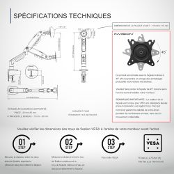 SUPPORT ECRAN Invision BRAS A GAZ ORIENTABLE 1 ECRANS 19-32 POUCES B09963RQ6Y