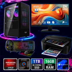 PC GAMER STARTER COMPLET ( ECRAN + PACK 4 EN 1 + IMPRIMANTE)