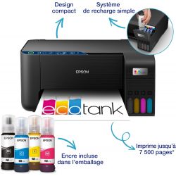 Imprimante Multifonction EPSON ECOTANK ET-2861 A4 WIFI USB NOIRE 3 en 1