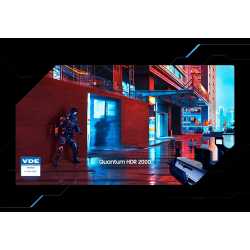 Quantum HDR 2000 — Une scène de jeu sombre dont les couleurs deviennent plus vives, pour repérer les ennemis cachés.