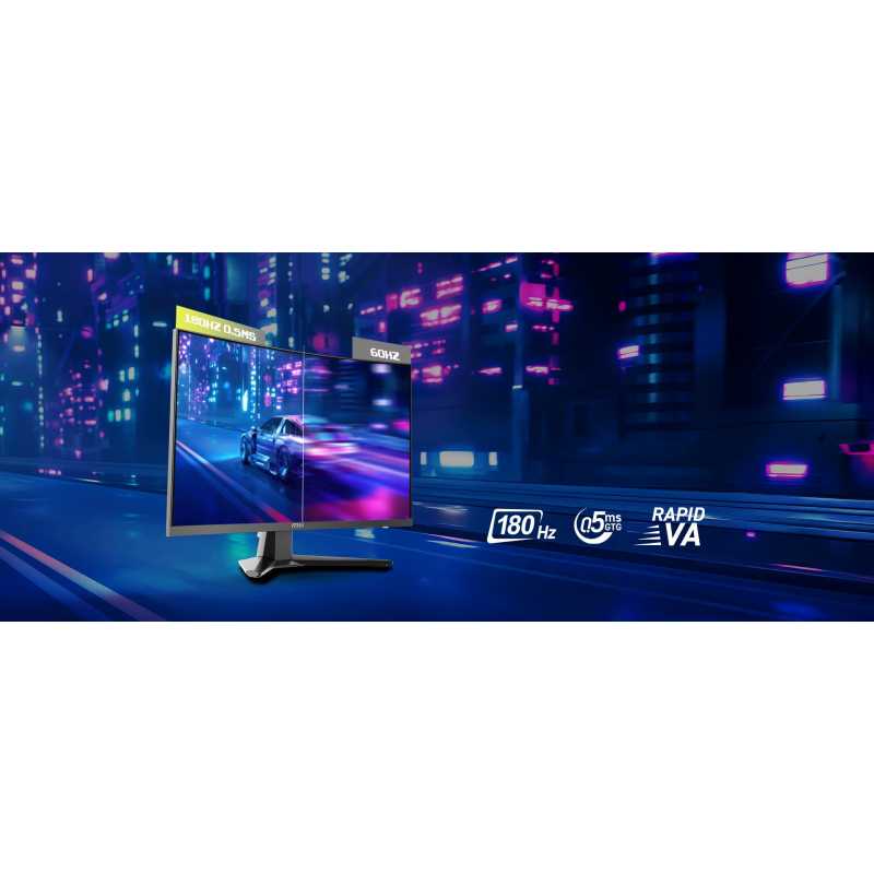 Fluidité de jeu — Le taux de rafraîchissement de 180 Hz et le temps de réponse de 0,5 ms (GtG) pour une image nette et rapide.