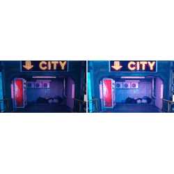 AI Vision — Comparatif AI Vision desactive / active : eclaircissement des zones sombres et couleurs plus saturees.