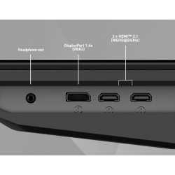 Connectique — Vue des ports du MAG 271QP QD-OLED X24.
