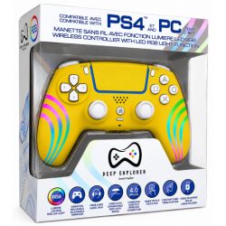 MANETTE PS4 PRO WAVE GAMING WIRELESS DEEP EXPLORER + RGB - YELLOW EDITION
