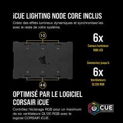 VENTILATEUR BOITIER CORSAIR ICUE QL120 RGB TRIPLE FAN +LIGHTING NODE CORE -120MM - 4PINS