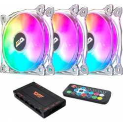 VENTILATEUR BOITIER RGB 120 CF8 PRO 3 EN 1 (3 FAN+CONTROL BOX+REMOTE CONTROL+MOTHERBOARD CONTROL)