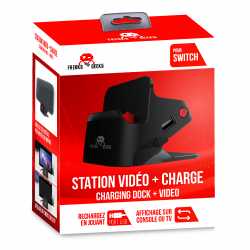 DOCK ET STAND 2 EN 1 - SUPPORT RECHARGE + CONNEXION TV - NOIR