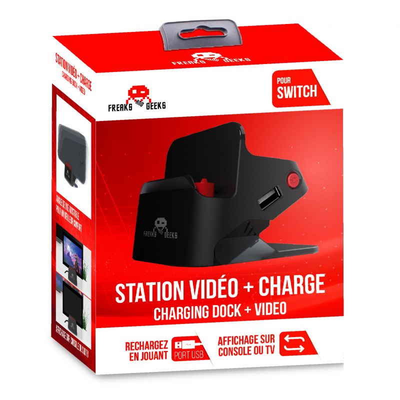 DOCK ET STAND 2 EN 1 - SUPPORT RECHARGE + CONNEXION TV - NOIR